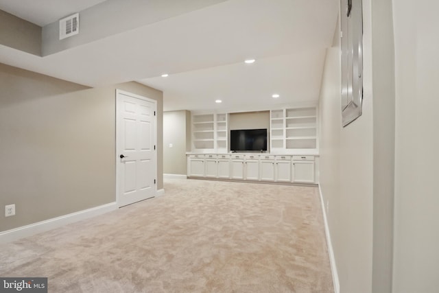 43175 Burstall Ct, Leesburg, VA 20176 - unfurnished living room featuring baseboards, light carpet, and recessed lighting
