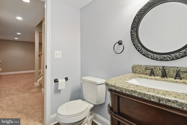43175 Burstall Ct, Leesburg, VA 20176 - bathroom featuring vanity, toilet, recessed lighting, and baseboards