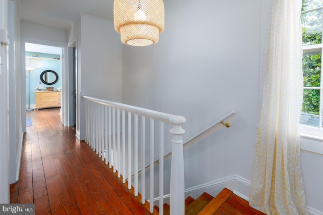 27843 Saint Michaels Rd, Easton, MD 21601 - hallway with an upstairs landing and hardwood / wood-style floors