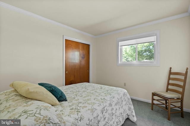 10004 Farrar Ct, Cheltenham, MD 20623 - carpeted bedroom with ornamental molding, baseboards, and a closet