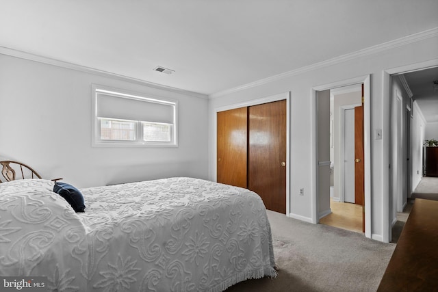 10004 Farrar Ct, Cheltenham, MD 20623 - bedroom featuring carpet flooring, ornamental molding, a closet, and baseboards