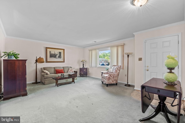 10004 Farrar Ct, Cheltenham, MD 20623 - living area featuring crown molding, baseboards, and carpet
