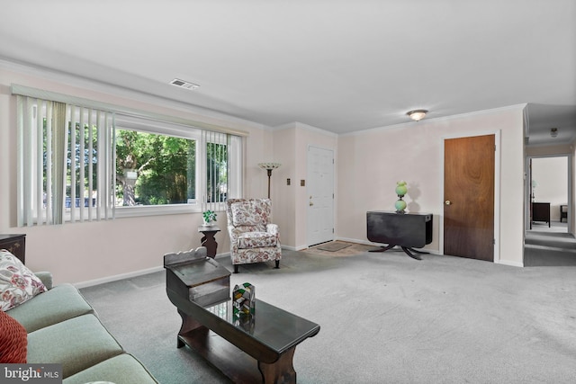 10004 Farrar Ct, Cheltenham, MD 20623 - carpeted living room featuring baseboards and crown molding