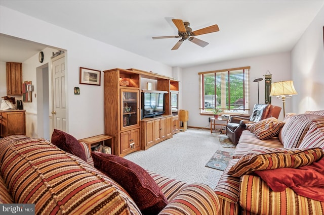 1004 Truman Rd, East Norriton, PA 19403 - living room featuring light colored carpet and ceiling fan