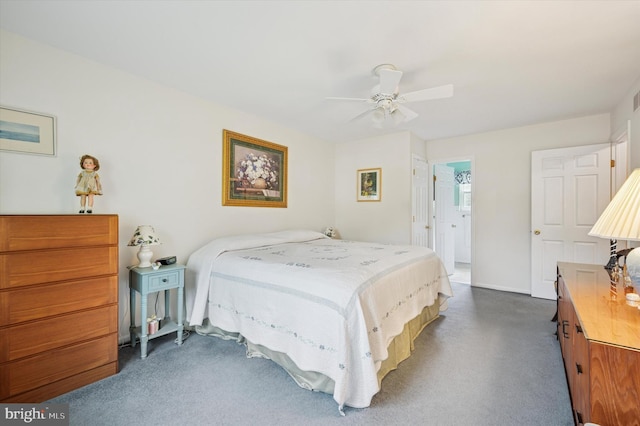 1004 Truman Rd, East Norriton, PA 19403 - bedroom with dark colored carpet, ceiling fan, and baseboards