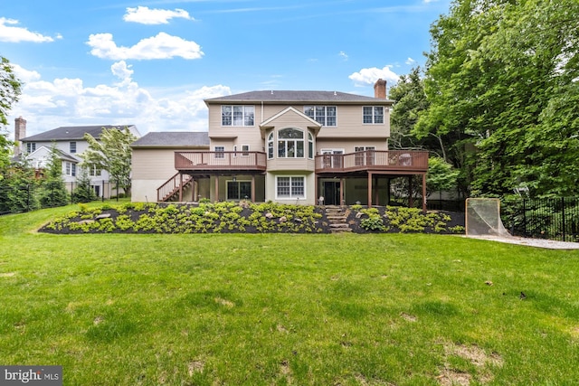 8 Lochwell Ct, Baltimore, MD 21234 - back of house with stairs, a deck, and a chimney