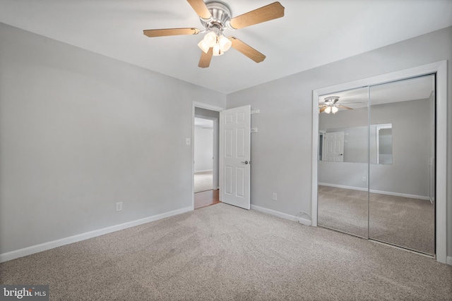 13712 S Springfield Rd, Brandywine, MD 20613 - unfurnished bedroom featuring carpet, a closet, baseboards, and ceiling fan