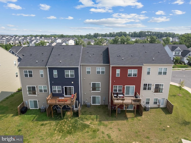 262 Norland Knoll Dr, Stephenson, VA 22656 - back of house with a residential view, a wooden deck, and a yard