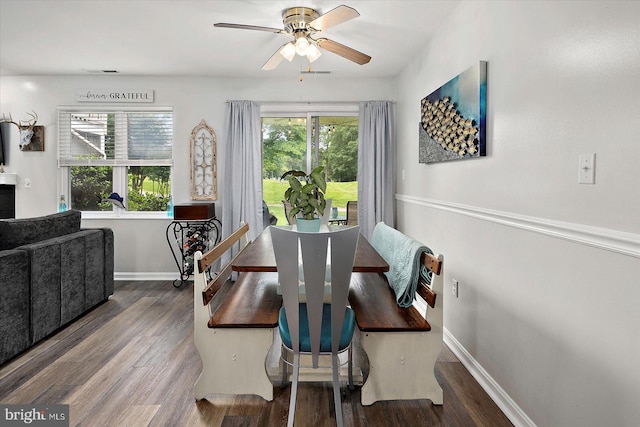 12545 River Run Ln Unit 68, Berlin, MD 21811 - dining space with a ceiling fan, wood finished floors, and baseboards