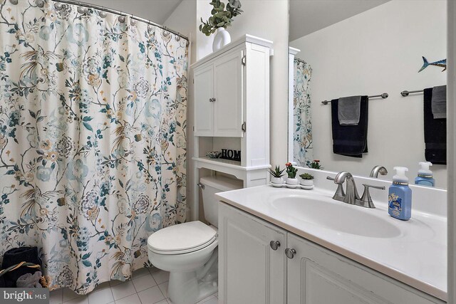 12545 River Run Ln Unit 68, Berlin, MD 21811 - bathroom with vanity, toilet, tile patterned flooring, and a shower with shower curtain