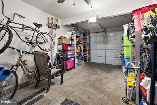12545 River Run Ln Unit 68, Berlin, MD 21811 - garage featuring a garage door opener and ceiling fan