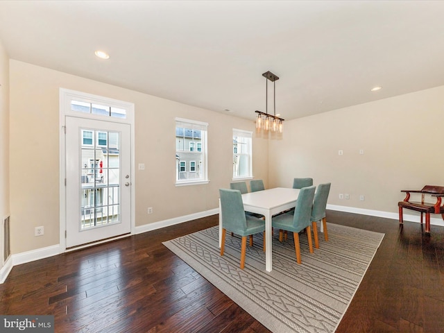 7114 Proclamation Pl, Frederick, MD 21703 - dining space with wood finished floors, baseboards, recessed lighting, and a chandelier