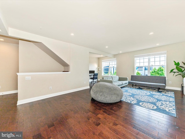 7114 Proclamation Pl, Frederick, MD 21703 - living area featuring wood finished floors, recessed lighting, and baseboards