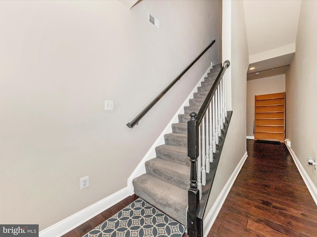 7114 Proclamation Pl, Frederick, MD 21703 - stairway with wood finished floors, baseboards, and recessed lighting