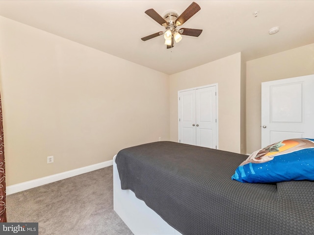 7114 Proclamation Pl, Frederick, MD 21703 - carpeted bedroom with baseboards, a closet, and ceiling fan