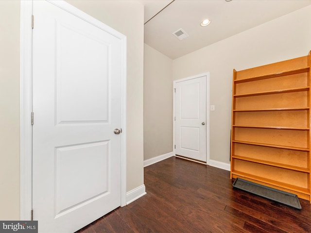 7114 Proclamation Pl, Frederick, MD 21703 - unfurnished bedroom with baseboards, dark wood-type flooring, and recessed lighting