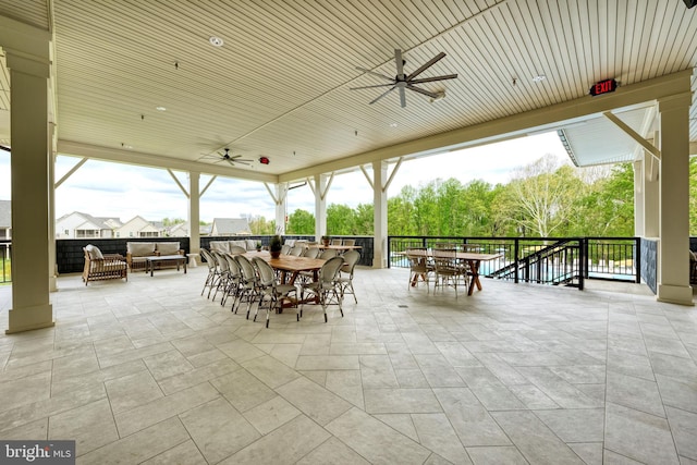 2954 Caraway Dr, Frederick, MD 21704 - view of patio / terrace with ceiling fan, outdoor dining space, and an outdoor hangout area