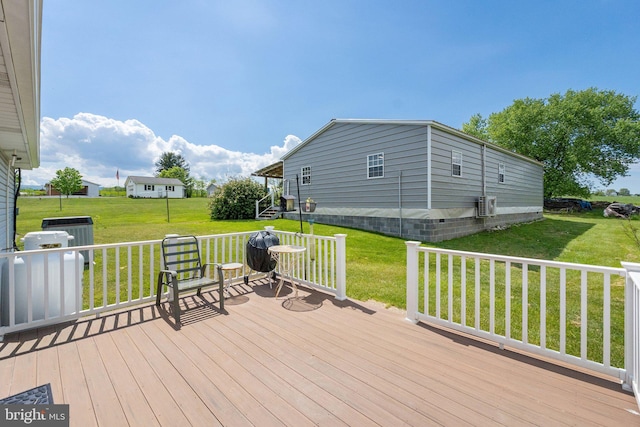 321 Garlic Hollow Rd, Edinburg, VA 22824 - wooden terrace featuring a lawn, central AC unit, and a cooling unit