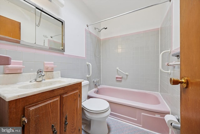 1069 Surrey Rd, Philadelphia, PA 19115 - full bath with tile walls, washtub / shower combination, toilet, and vanity