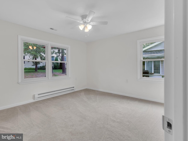 28 Sycamore Rd Unit 45, Manahawkin, NJ 08050 - empty room featuring baseboard heating, carpet flooring, a ceiling fan, and baseboards