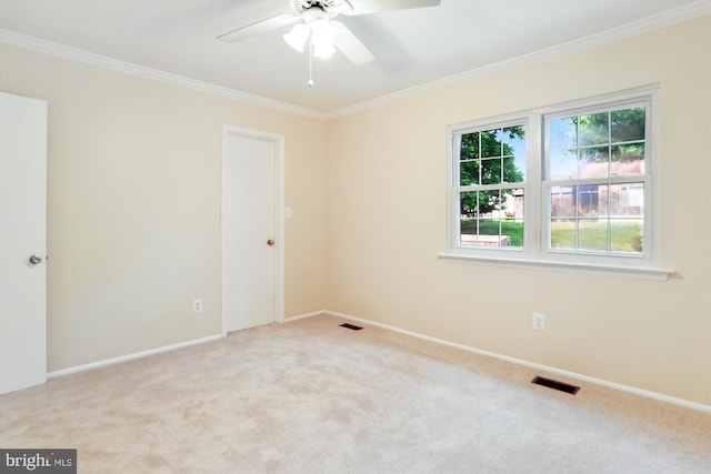 19918 Wyman Way, Germantown, MD 20874 - unfurnished room featuring light colored carpet, ornamental molding, ceiling fan, and baseboards