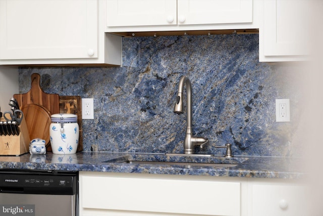 44 Rolling Ln, Hamilton, NJ 08690 - kitchen featuring dishwasher, a sink, tasteful backsplash, and white cabinets