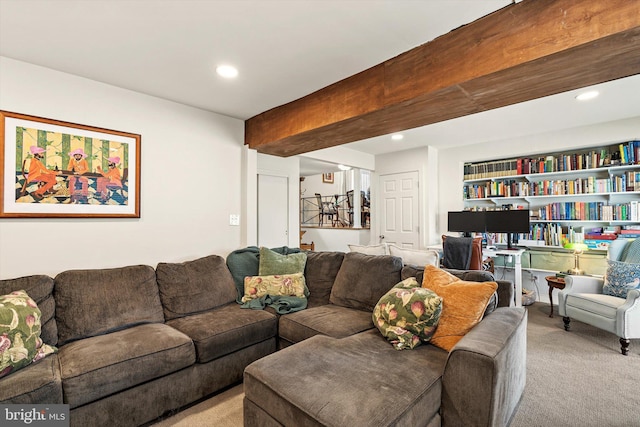44 Rolling Ln, Hamilton, NJ 08690 - carpeted living area with beamed ceiling and recessed lighting