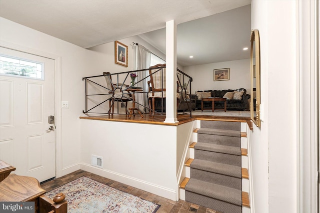44 Rolling Ln, Hamilton, NJ 08690 - foyer entrance featuring baseboards, stairs, wood finished floors, and recessed lighting