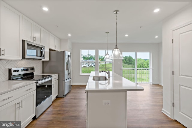 16 Angus Dr, Hanover, PA 17331 - kitchen with appliances with stainless steel finishes, a kitchen island with sink, plenty of natural light, a sink, and recessed lighting