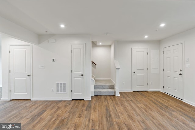 16 Angus Dr, Hanover, PA 17331 - basement with wood finished floors, stairs, recessed lighting, and baseboards