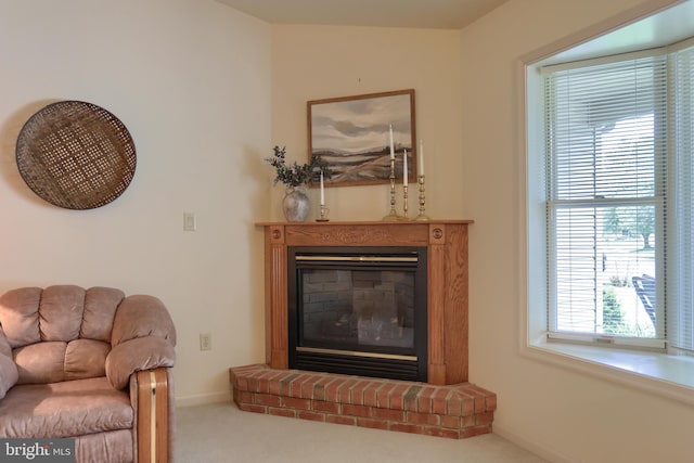 7 Brookside Cir, Myerstown, PA 17067 - living area featuring carpet, a glass covered fireplace, and baseboards