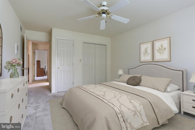 7 Brookside Cir, Myerstown, PA 17067 - bedroom with light carpet, a closet, and a ceiling fan