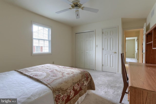 7 Brookside Cir, Myerstown, PA 17067 - bedroom featuring light carpet, two closets, and ceiling fan