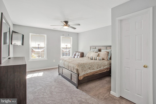 3270 Channel Ct, Huntingtown, MD 20639 - bedroom with light colored carpet, baseboards, and a ceiling fan
