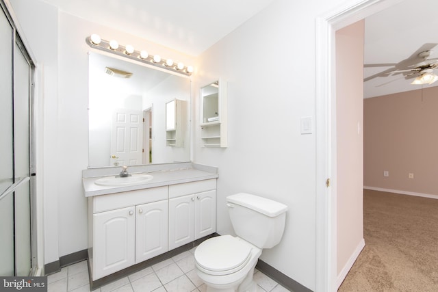 681 Dutton Cir, Springfield, PA 19064 - bathroom with vanity, toilet, baseboards, and ceiling fan