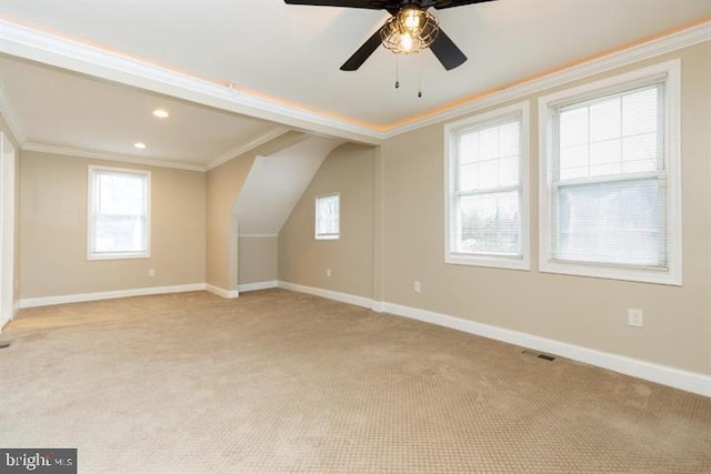2306 Monticello Rd, Baltimore, MD 21216 - additional living space with light colored carpet, healthy amount of natural light, ceiling fan, baseboards, and recessed lighting