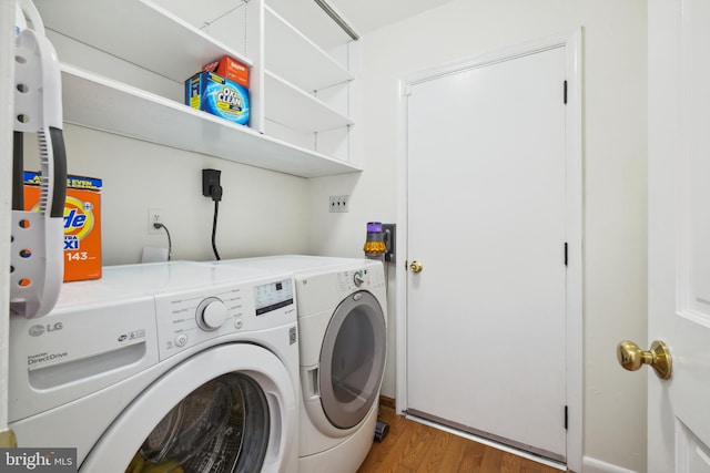 10104 Colebrook Ave, Potomac, MD 20854 - laundry room featuring washer and dryer and wood finished floors