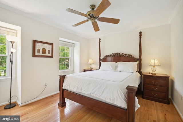 10104 Colebrook Ave, Potomac, MD 20854 - bedroom featuring light wood-type flooring, ornamental molding, baseboards, and ceiling fan