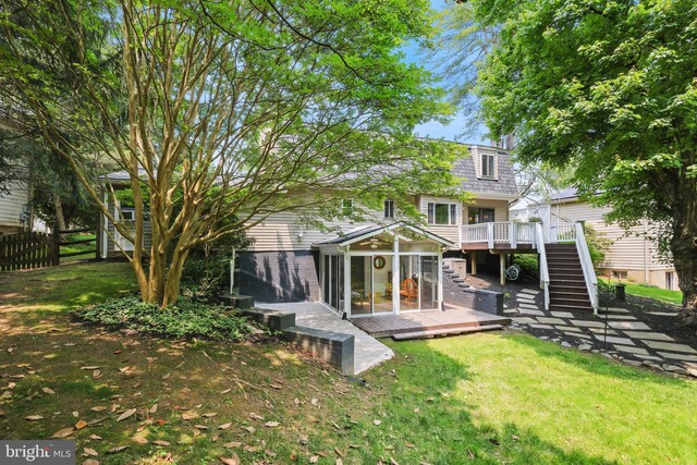 10104 Colebrook Ave, Potomac, MD 20854 - rear view of property featuring stairway and a wooden deck