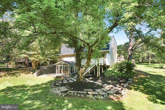 10104 Colebrook Ave, Potomac, MD 20854 - view of yard with stairway and a sunroom