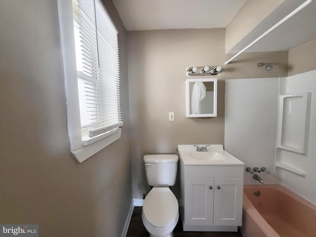 4623 N Broad St, Philadelphia, PA 19140 - bathroom with vanity, toilet,  shower combination, and baseboards