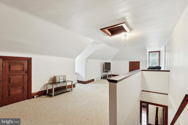 208 Franklin Ave, Souderton, PA 18964 - additional living space featuring lofted ceiling, carpet flooring, and baseboards