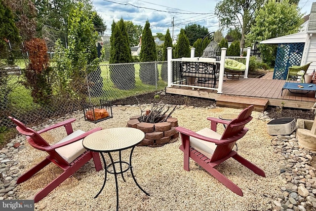 4220 E Joppa Rd, Nottingham, MD 21236 - view of yard with an outdoor fire pit and a wooden deck
