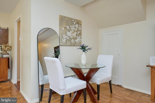 3501 Martha Custis Dr, Alexandria, VA 22302 - dining room with baseboards and vaulted ceiling