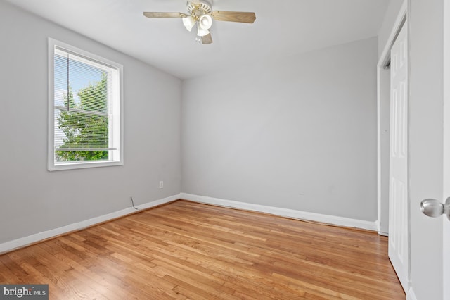 4937 Schaub Ave, Baltimore, MD 21206 - empty room featuring light wood-style floors, baseboards, and ceiling fan