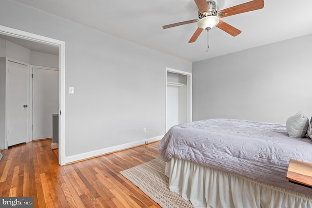 4937 Schaub Ave, Baltimore, MD 21206 - bedroom with wood finished floors, baseboards, a closet, and ceiling fan