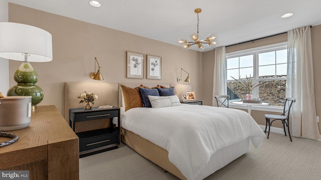 4389 Taviston Ct E, Emmaus, PA 18049 - bedroom featuring carpet floors, a chandelier, recessed lighting, and baseboards