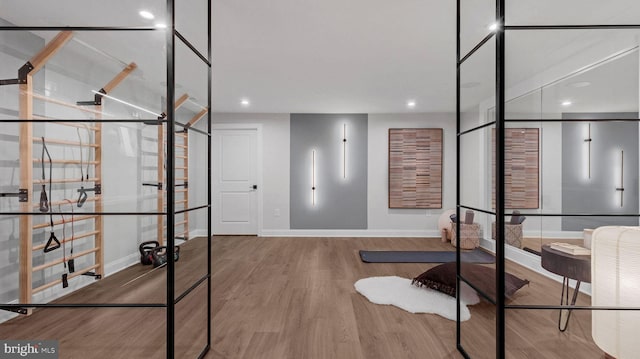 4389 Taviston Ct E, Emmaus, PA 18049 - hallway featuring baseboards, wood finished floors, and recessed lighting