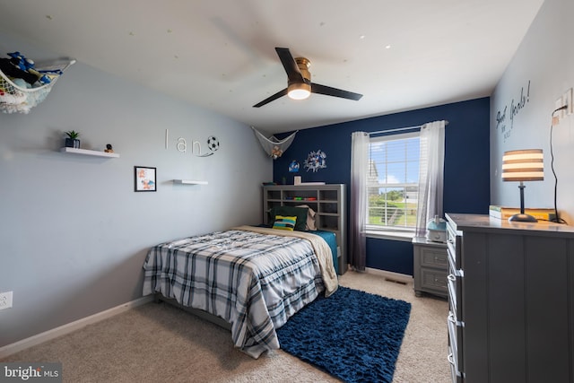 664 N Chandler Dr, Westminster, MD 21157 - bedroom with light colored carpet, baseboards, and a ceiling fan