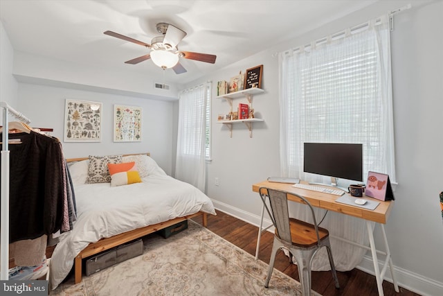 1810 Francis St, Philadelphia, PA 19130 - bedroom featuring baseboards, wood finished floors, a desk, and a ceiling fan